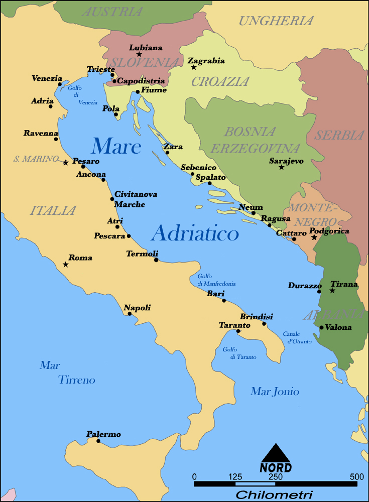 Mappa del Mare Adriatico