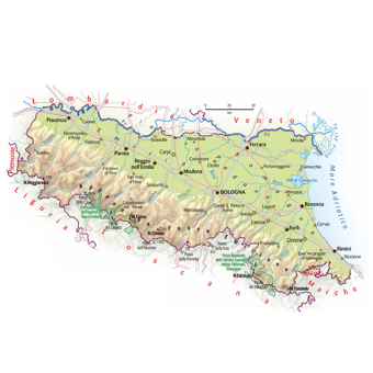 Mappa della regione Emilia Romagna