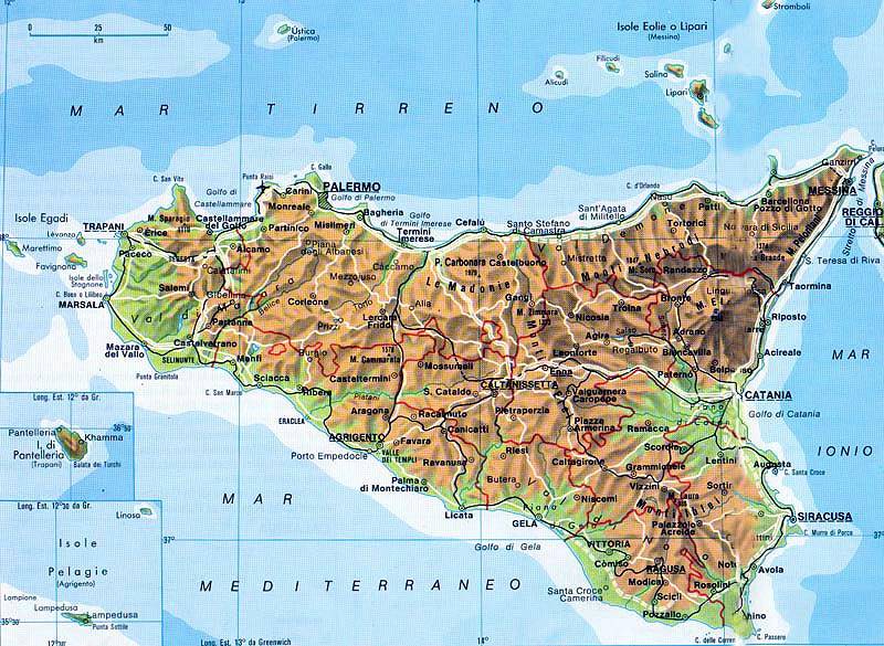Mappa della regione Sicilia