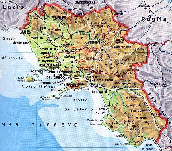 mappa della regione Campania