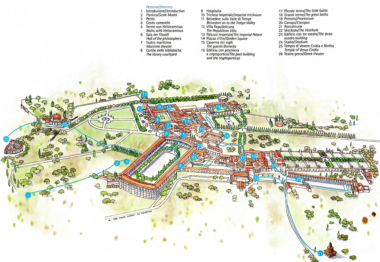 Mappa di Villa Adriana