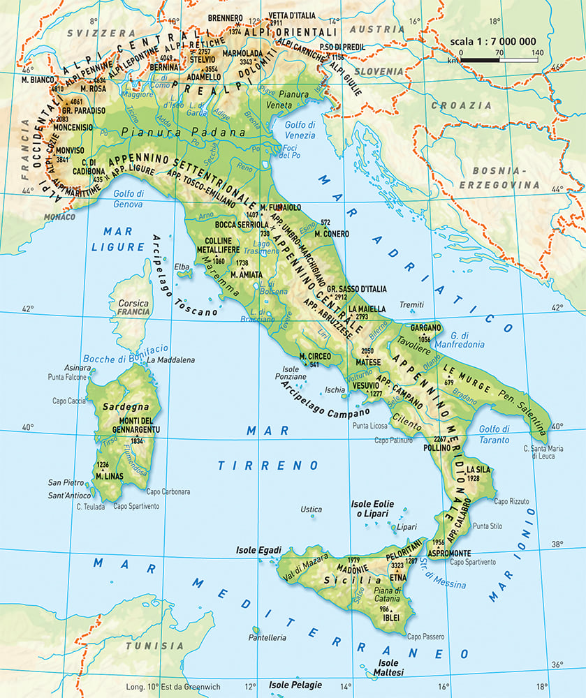 Cartina geografica dell'Italia