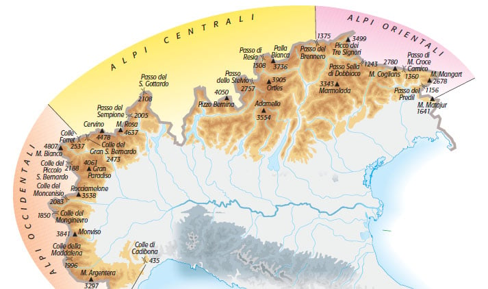 Mappa delle Alpi