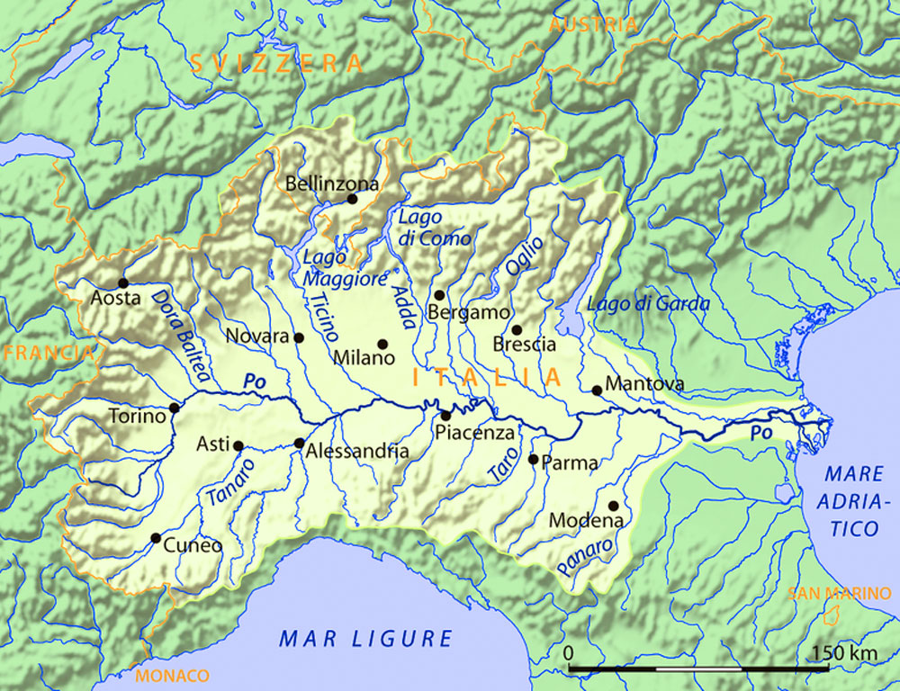Mappa del fiume Po