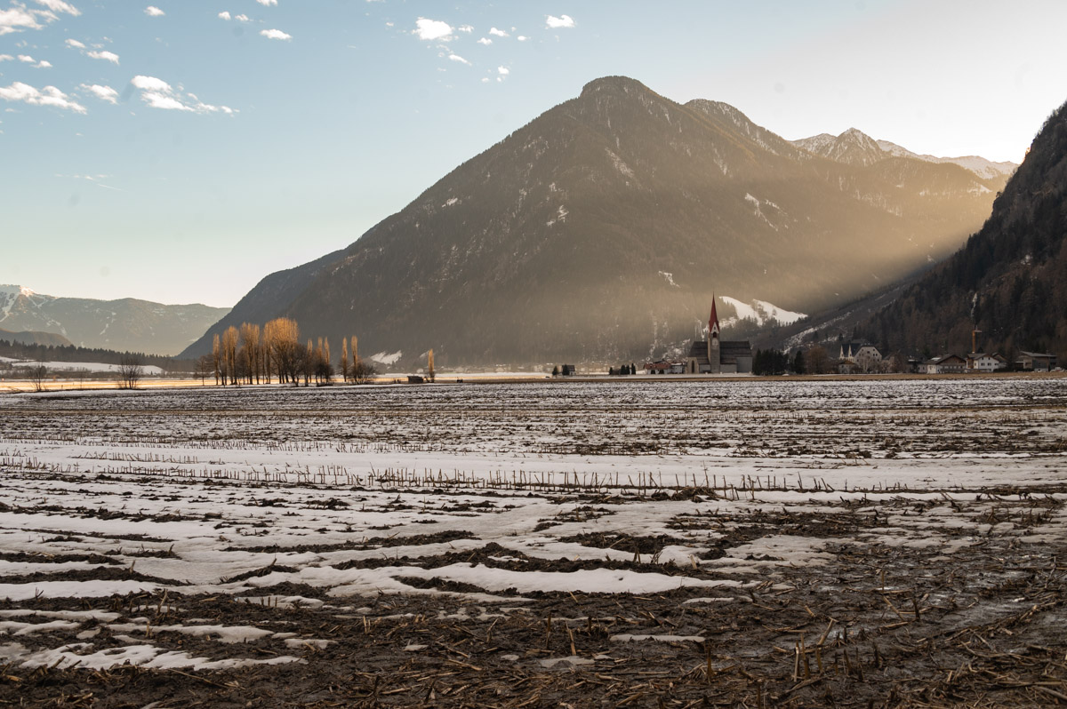 La piana di Tures a fine inverno