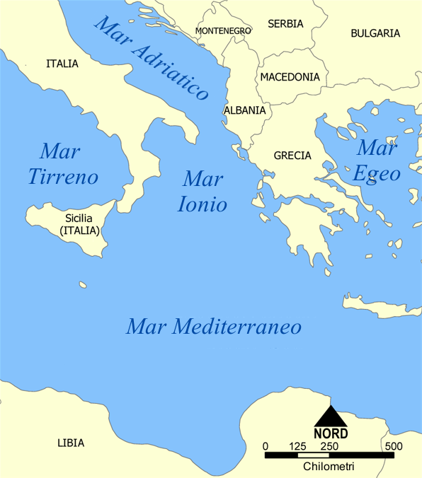 Cartina del mar Ionio