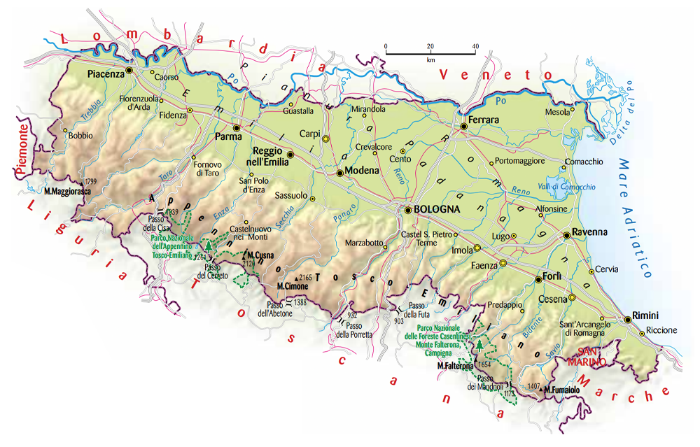 Cartina dell'Emilia Romagna