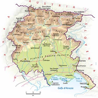 Mappa della regione Friuli Venezia Giulia