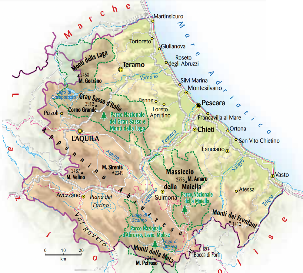 Cartina dell'Abruzzo
