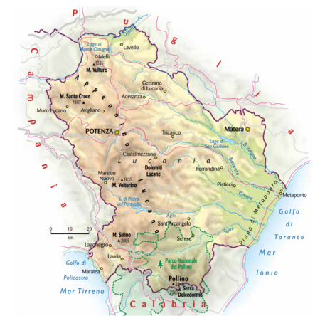 Cartina della Basilicata