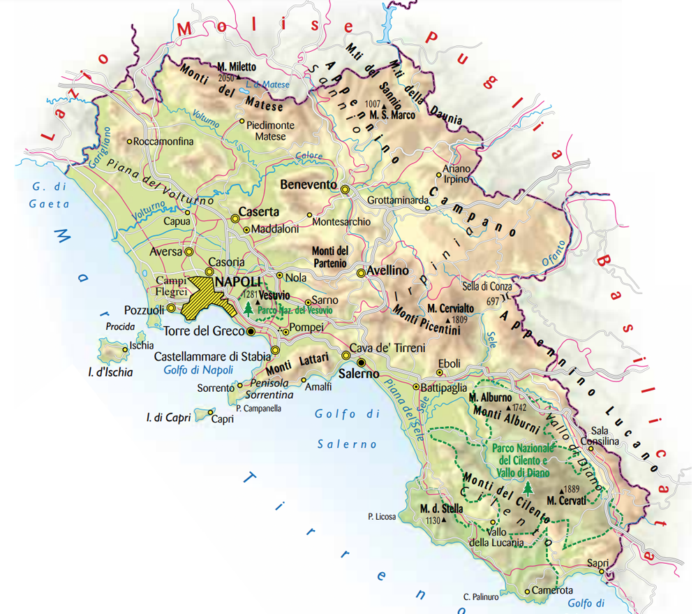 Cartina della Campania