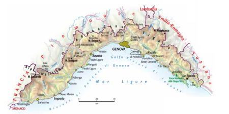 Cartina della Liguria