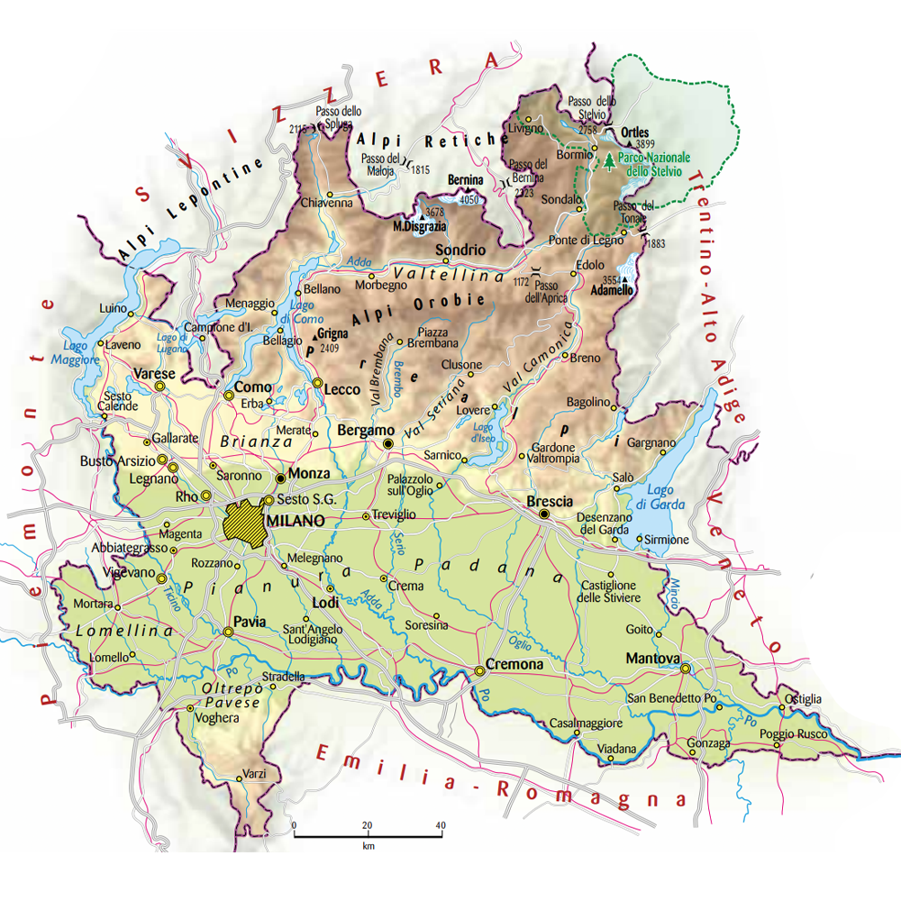 Cartina della Lombardia