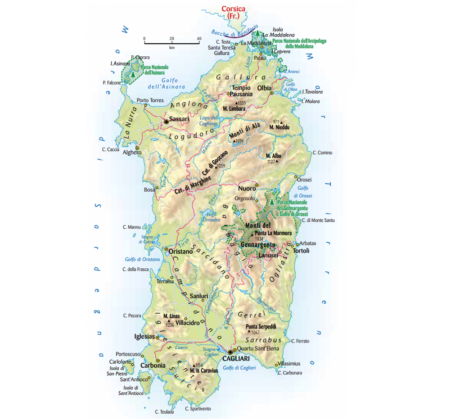 Cartina della Sardegna