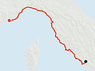 Percorso della ciclovia Tirrenica