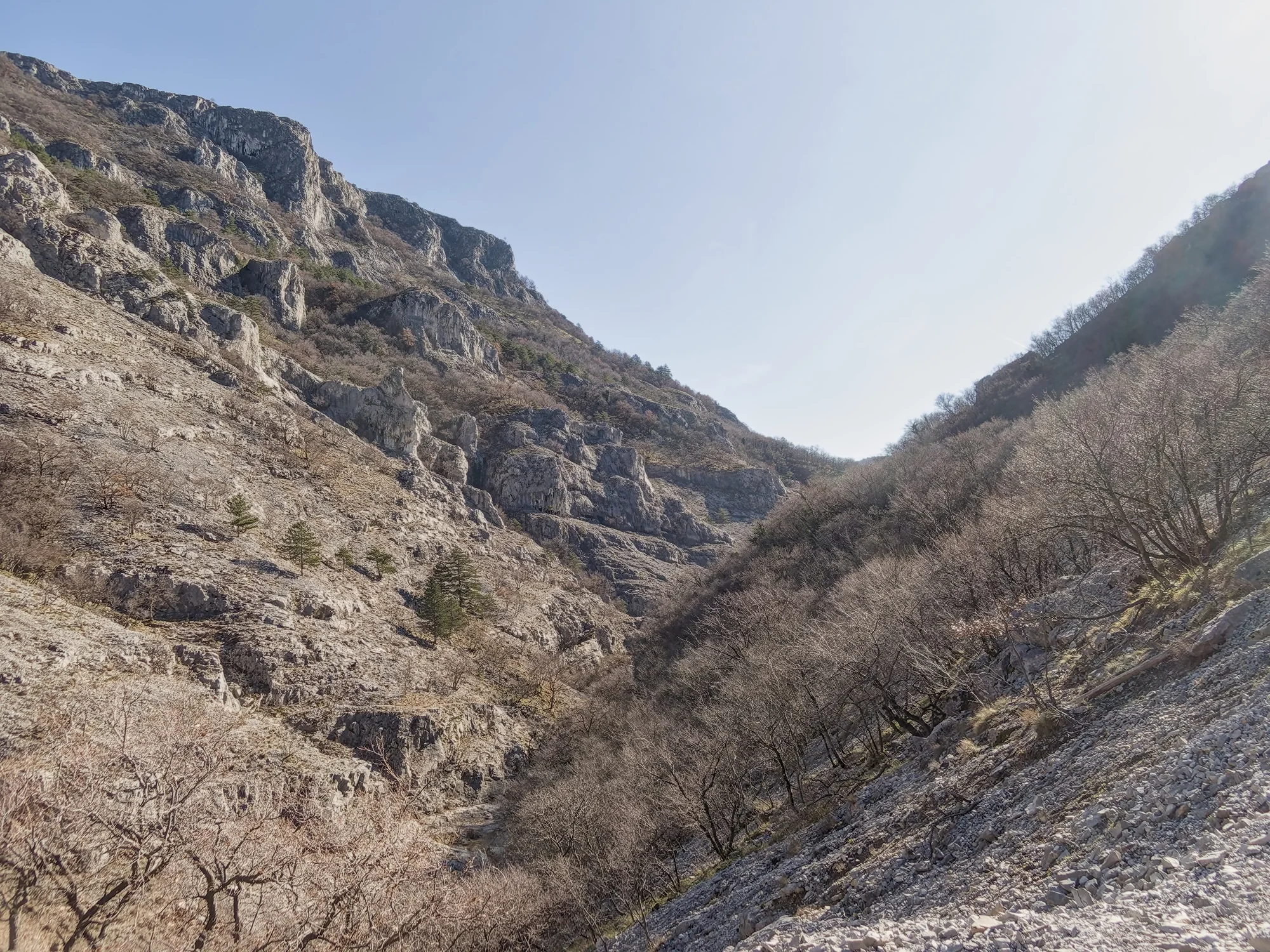 La Val Rosandra, valle carsica con le pareti di roccia calcarea vicino a Trieste