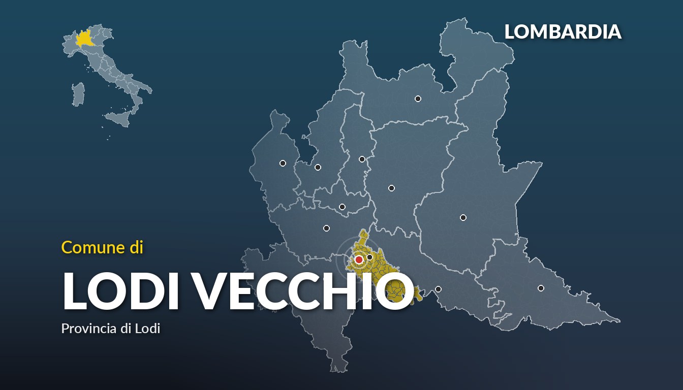 Cartina del Lombardia con la posizione del comune di Lodi Vecchio, in provincia di Lodi