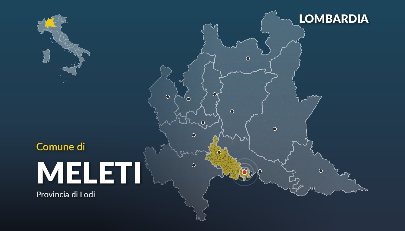 Cartina del Lombardia con la posizione del comune di Meleti, in provincia di Lodi