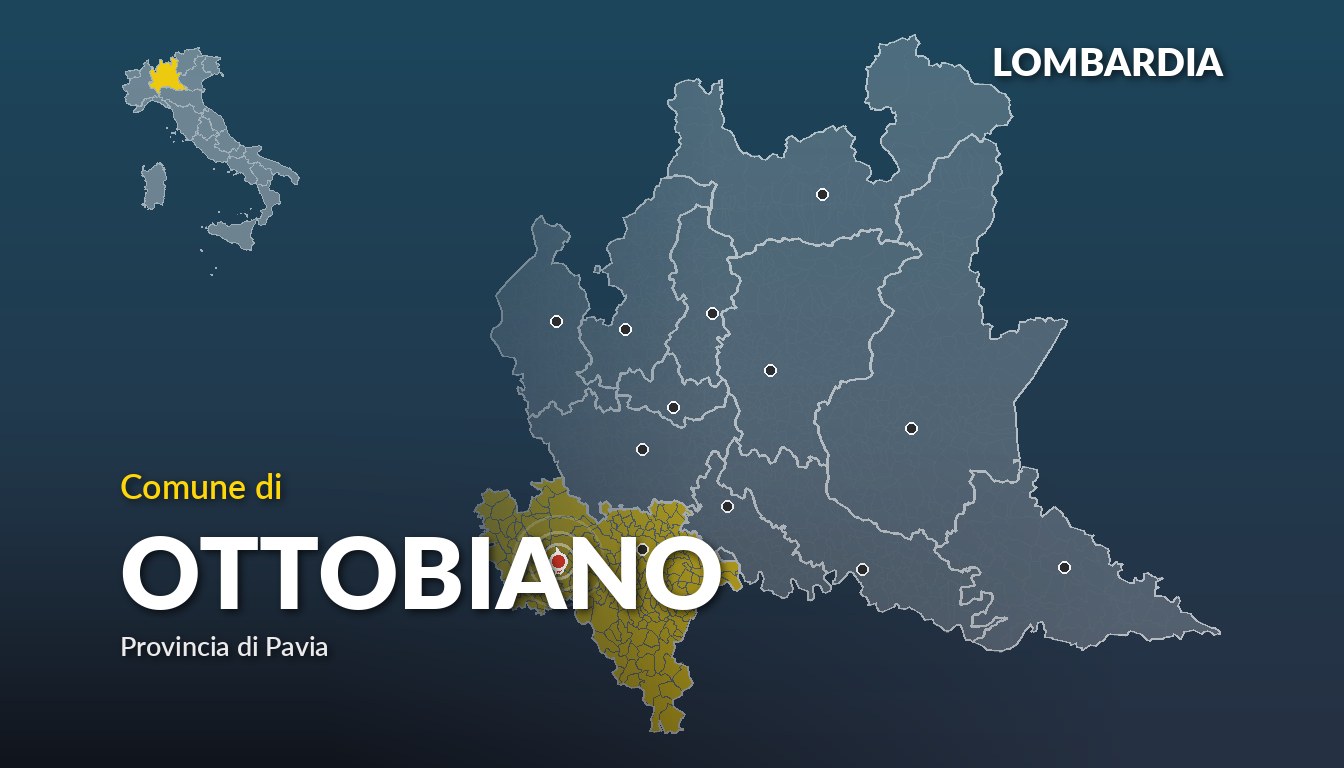 Cartina del Lombardia con la posizione del comune di Ottobiano, in provincia di Pavia