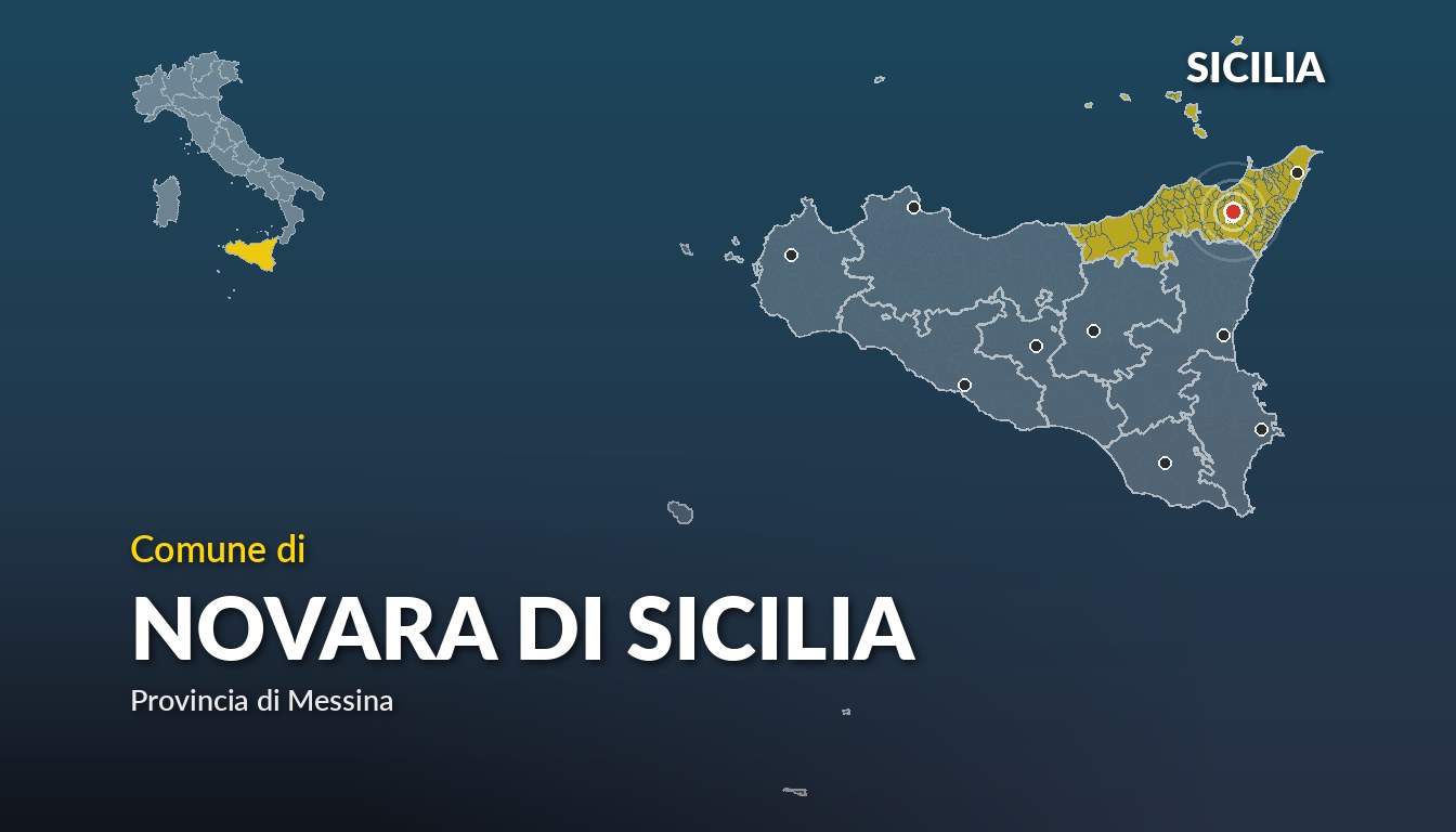 Cartina del Sicilia con la posizione del comune di Novara di Sicilia, in provincia di Messina