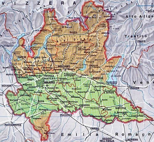 Mappa della regione Lombardia