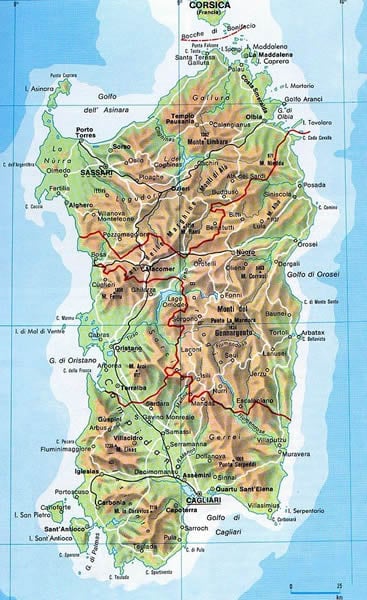 Mappa della regione Sardegna