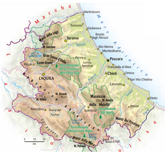 Mappa della regione Abruzzo