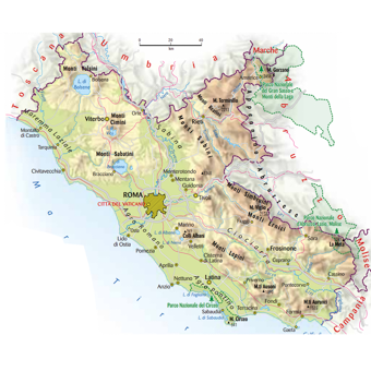 Mappa della regione Lazio