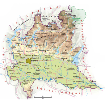 Mappa della regione Lombardia