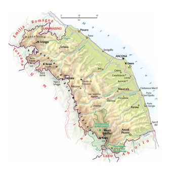 Mappa della regione Marche