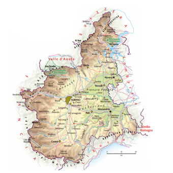 Mappa della regione Piemonte