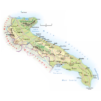 Mappa della regione Puglia