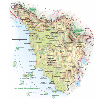 Mappa della regione Toscana
